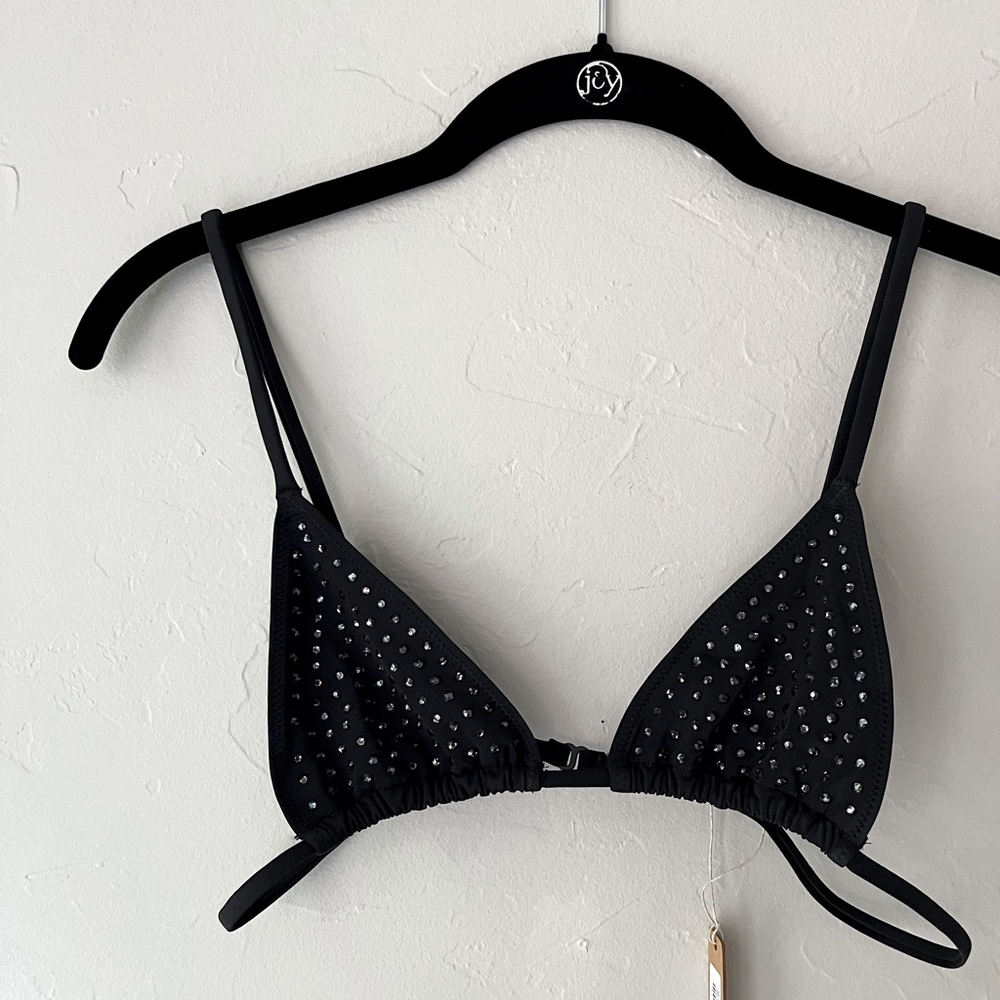 🖤SKIMS SPARKLE JERSEY SWAROVSKI CRYSTAL MINI TRIANGLE BRALETTE IN ONYX L - Picture 1 of 8